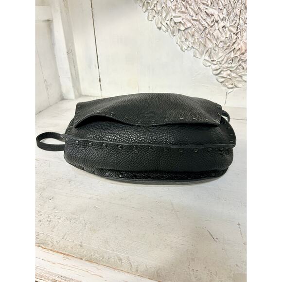 Miu Miu Pebble Leather Studded Flap Crossbody Shoulder Bag Black with Dust Cover - Picture 8 of 11